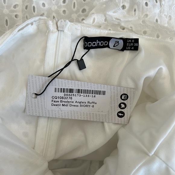 Boohoo White Ruffle Detail Midi Dress - Picture 6 of 7